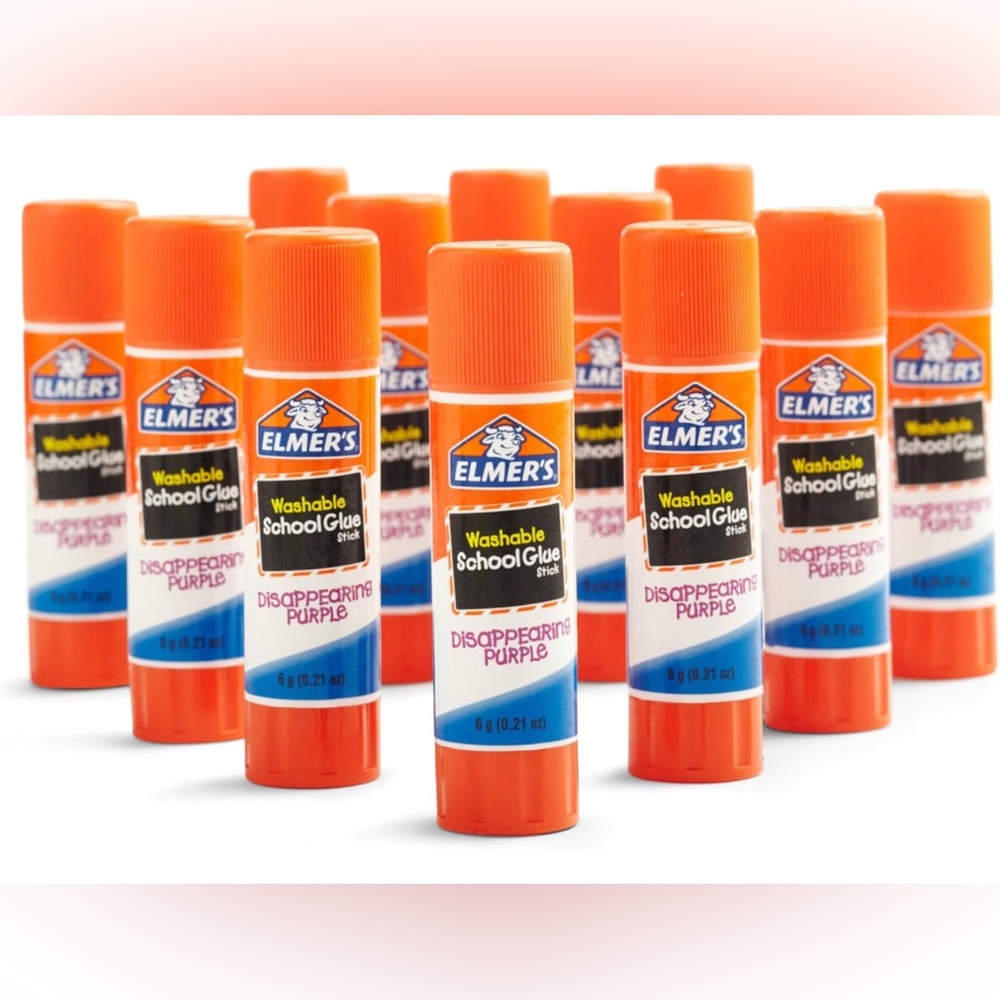 NWT Elmer's Disappearing Purple School Glue Sticks, Washable, 6 Grams, 12 Count